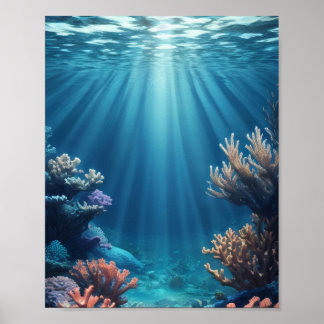 flowers Underwater Coral Reef  Seabed     Poster