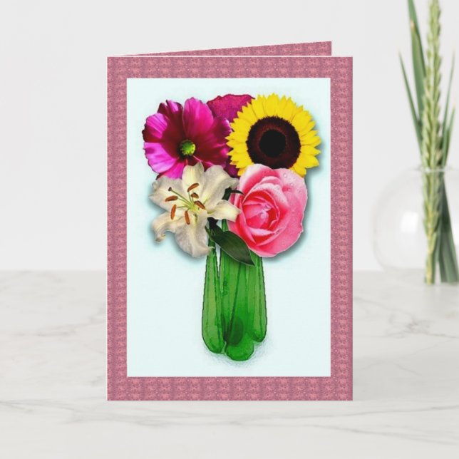 Flowers Vase Mother's Day Card (Front)