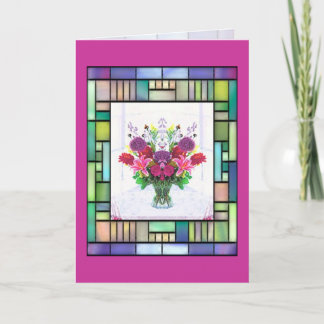 Flowers Vase Pink Mother's Day Card