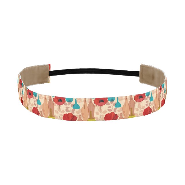 Flowers, vases and bottles pattern athletic headband (Front)