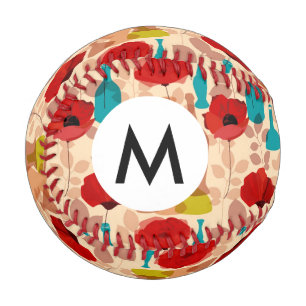 Flowers, vases and bottles pattern baseball