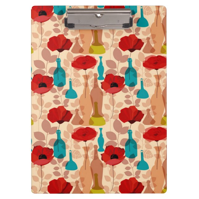 Flowers, vases and bottles pattern clipboard (Front)
