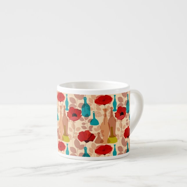 Flowers, vases and bottles pattern espresso cup (Front Right)