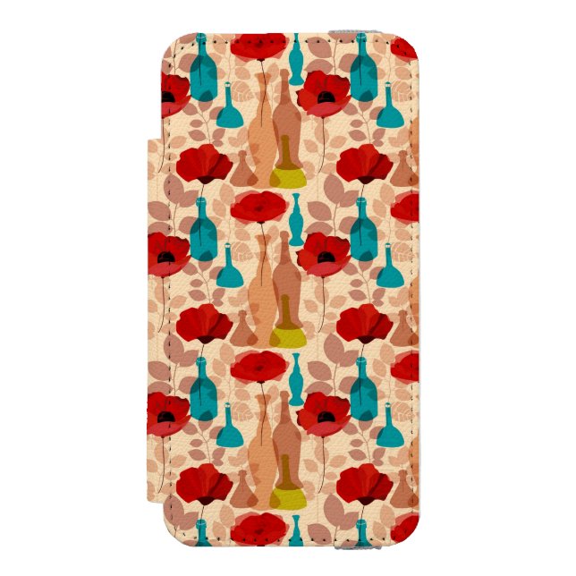 Flowers, vases and bottles pattern incipio iPhone wallet case (Folio Front)