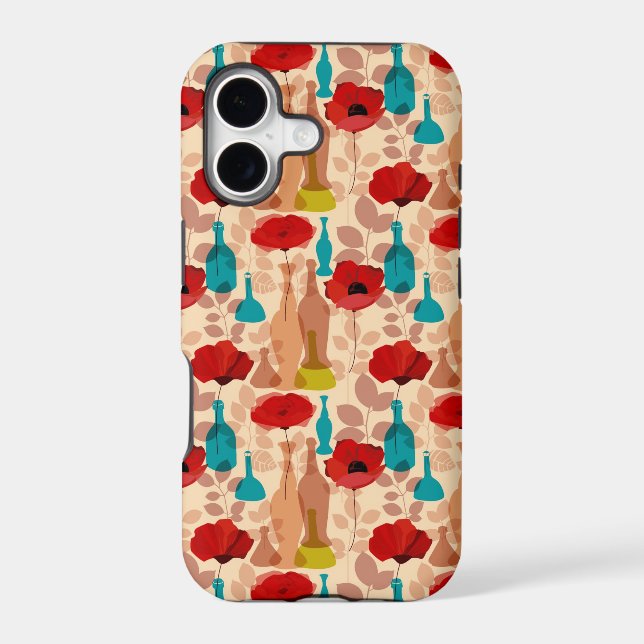 Flowers, vases and bottles pattern iphone case (Back)