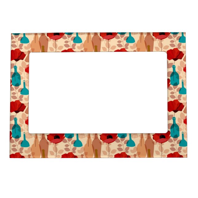 Flowers, vases and bottles pattern magnetic frame (Front)