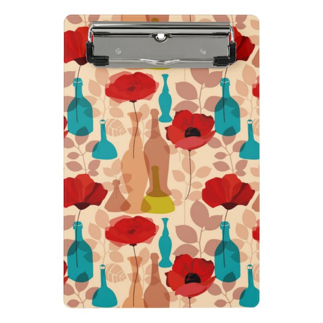 Flowers, vases and bottles pattern mini clipboard (Front)