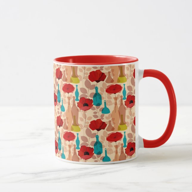 Flowers, vases and bottles pattern mug (Right)