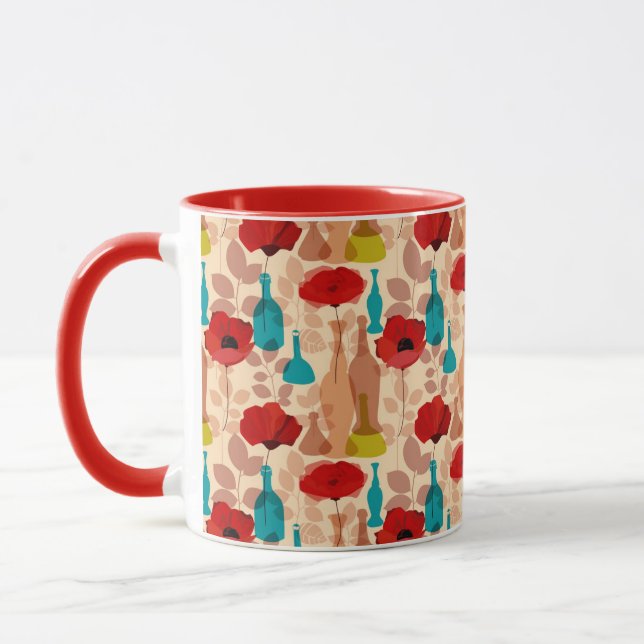 Flowers, vases and bottles pattern mug (Left)