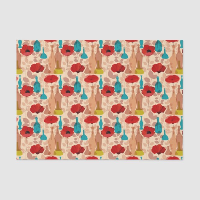 Flowers, vases and bottles pattern tissue paper (Front)