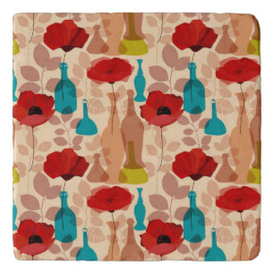 Flowers, vases and bottles pattern trivet