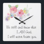 Flowers & Verses Faith Wall clock<br><div class="desc">Inspirational reminder of HIS promises. 
Beautiful and thoughtful gift for any woman of faith!</div>