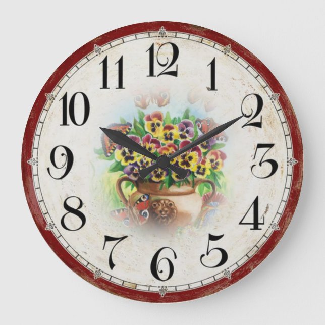 Flowers Vintage Acrylic Wall Clock (Front)