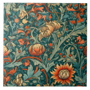 Flowers,vintage,art nouveau ,William Morris style, Ceramic Tile