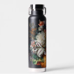 Flowers Vintage Floral Art Faux Gold Monogrammed  Water Bottle<br><div class="desc">Create your own custom, personalized, vintage art / flowers / floral art lovers', elegant faux gold typography script, classy black, spill-proof, stainless steel, condensation-resistant exterior, monogrammed matte black durable double-wall Thor Copper Vacuum Insulated Bottle that keeps beverages hot for 12 hours or cold for 48 hours, featuring a beautiful vintage...</div>