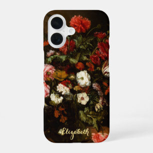 Flowers Vintage Floral Art Stylish Monogrammed iPhone 16 Case
