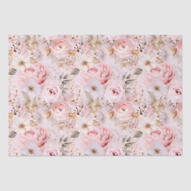 Flowers,vintage roses,pink roses  tissue paper (Front)