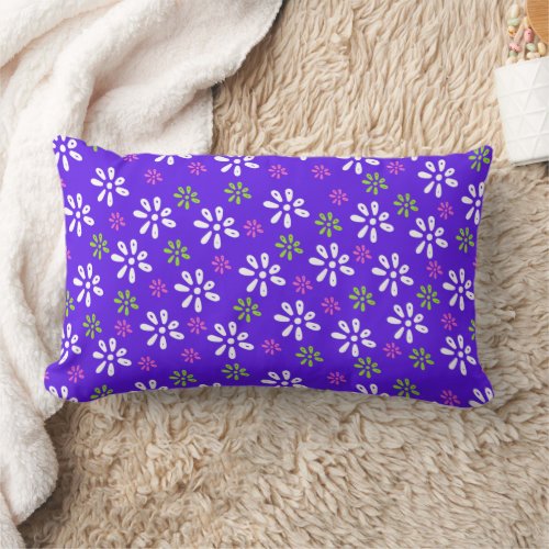 Flowers Violet Pattern Lumbar Throw Pillow