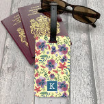 Flowers Violets Floral All-over Print Monogram Luggage Tag at Zazzle
