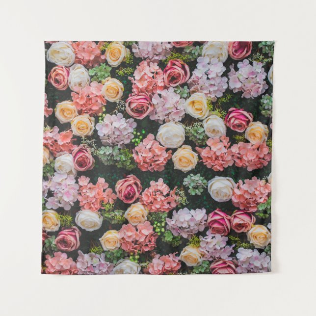 Flowers wall background vintage style.  tapestry (Front)