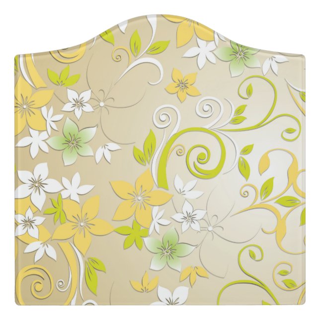 Flowers wall paper 3 door sign (Large Crest Front)