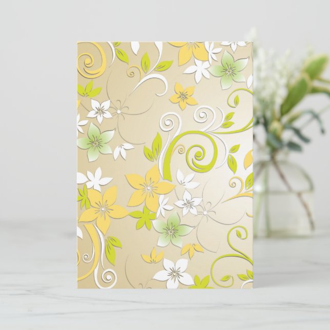 Flowers wall paper 3 thank you card (Standing Front)