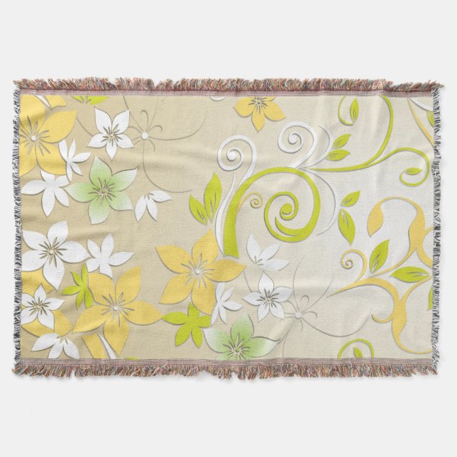 Flowers wall paper 3 throw blanket (Front)