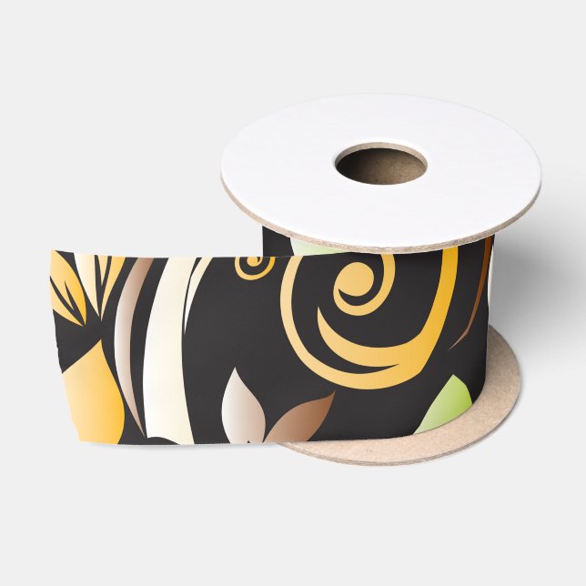 Flowers wall paper 4 satin ribbon (Spool)