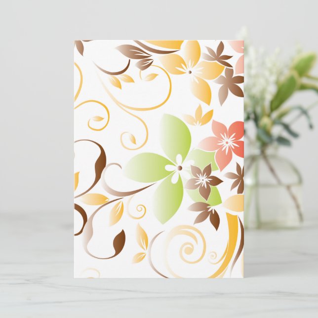 Flowers wall paper 5 thank you card (Standing Front)