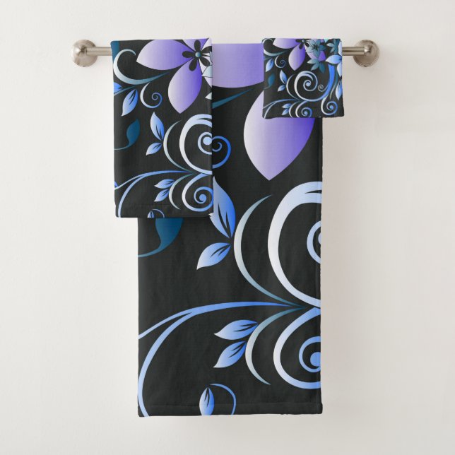 Flowers wall paper 6 bath towel set (Insitu)