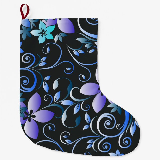 Flowers wall paper 6 large christmas stocking (Front)