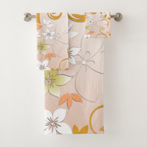 Flowers wall paper 8 bath towel set