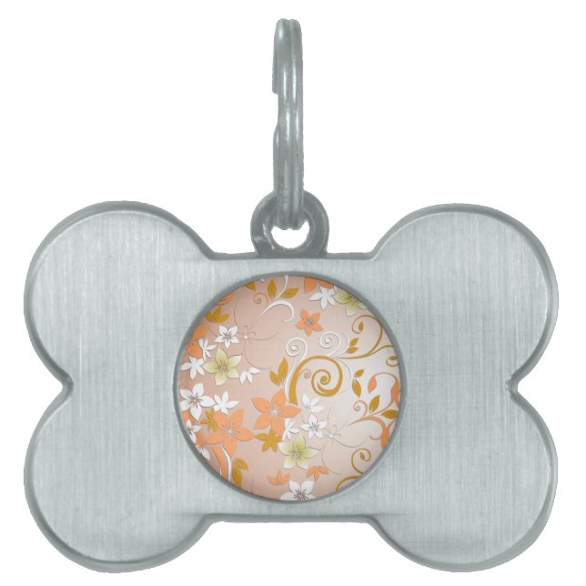 Flowers wall paper 8 pet ID tag