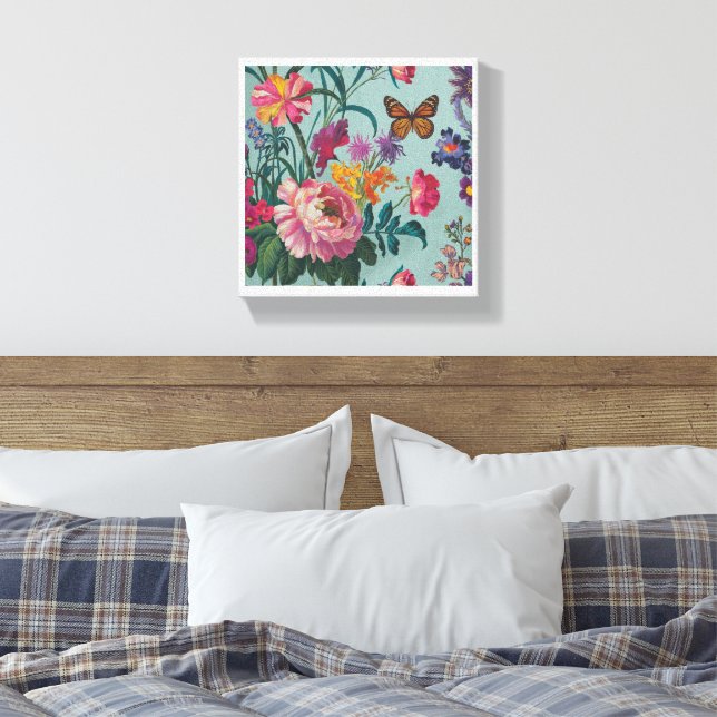 flowers wallart canvas print (Insitu(Bedroom))