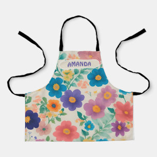 Flowers Watercolor Colorful Personalized Pattern Apron