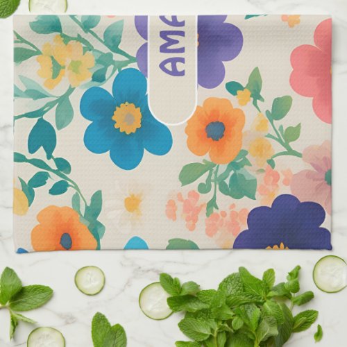 Flowers Watercolor Colorful Personalized Pattern Kitchen Towel