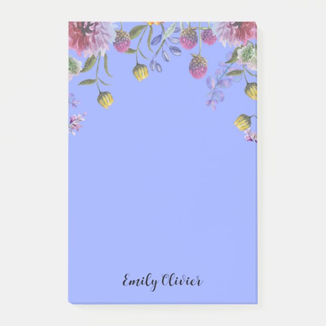Flowers Watercolor - Custom Name Notes (Front)