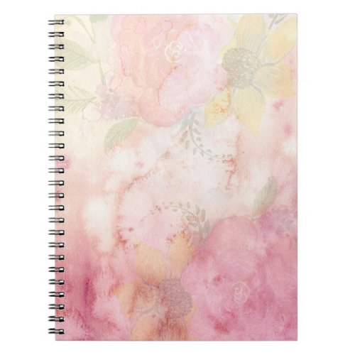 Flowers Watercolor Design Notebook 80 Pages BW