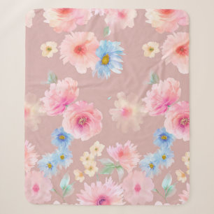 Flowers watercolor illustration. Big Set watercolo Sherpa Blanket