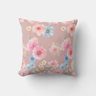 Flowers watercolor illustration. Big Set watercolo Throw Pillow