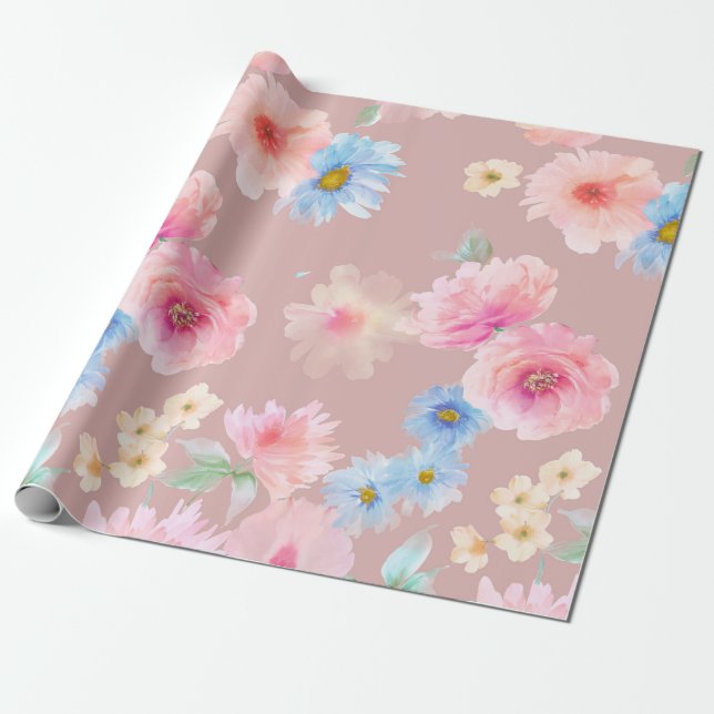 Flowers watercolor illustration. Big Set watercolo Wrapping Paper (Unrolled)