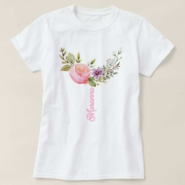 Flowers Watercolor Print, Custom T-Shirt (Design Front)