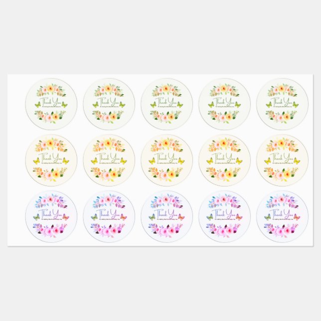 FLOWERS WATERCOLOR THANK YOU LABELS (Sheet)