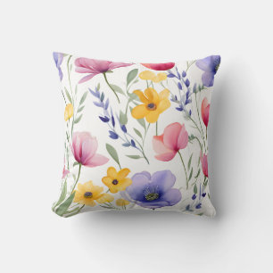 flowers watercolor Throw Pillow