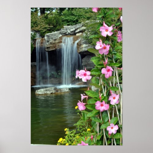 Flowers  Waterfall Poster