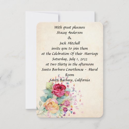 Flowers Wedding RSVP Card