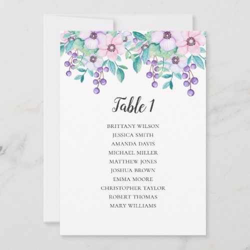 Flowers wedding seating chart Floral table plan Invitation