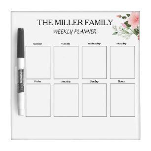 Flowers weekly planner dry erase board