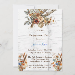 Flowers White Birch Tree Engagement Party Invitation