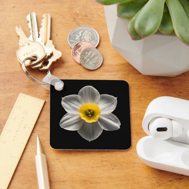 Flowers | White Daffodil Flower Keychain (Desk)